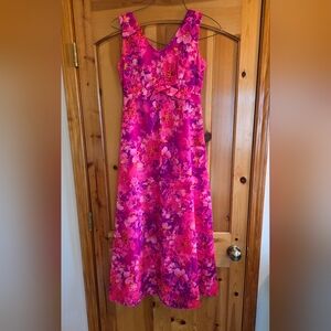 Vintage Hawaiian Maxi Dress Hot Pink Floral Honolulu Kawika of Hawaii Size 6
